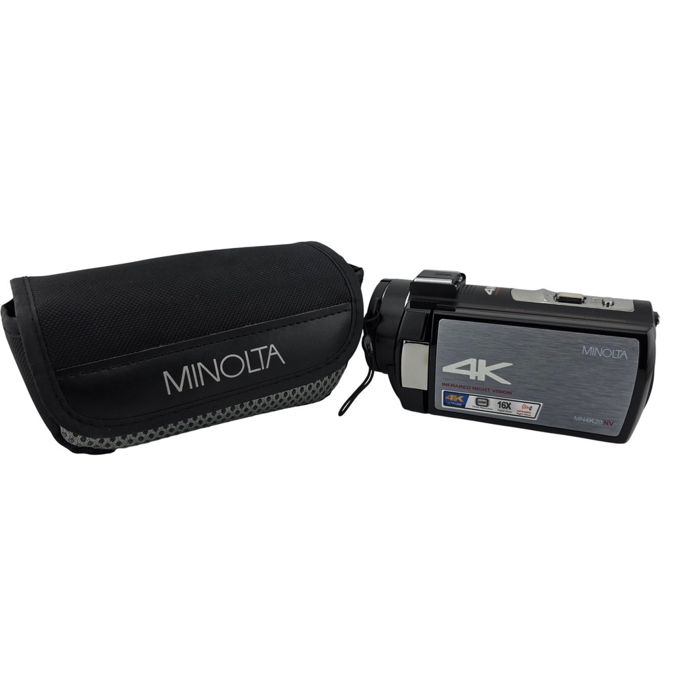 Minolta MN4K20NV 4K Ultra HD Camcorder Infrared Night Vision‎ Black Plus Case